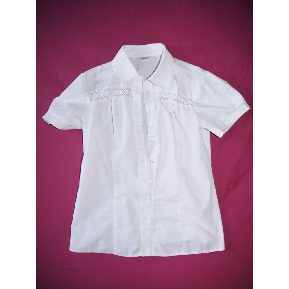 Blouse Girls' White EUC Lace Trim